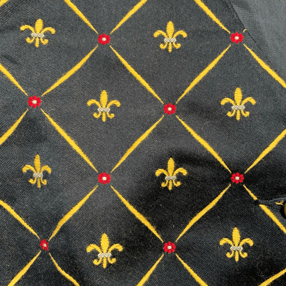 Vintage Lizsport Petite Black Gold Fleur De Lis Embroidered Vest New Small Prep - Picture 9 of 10